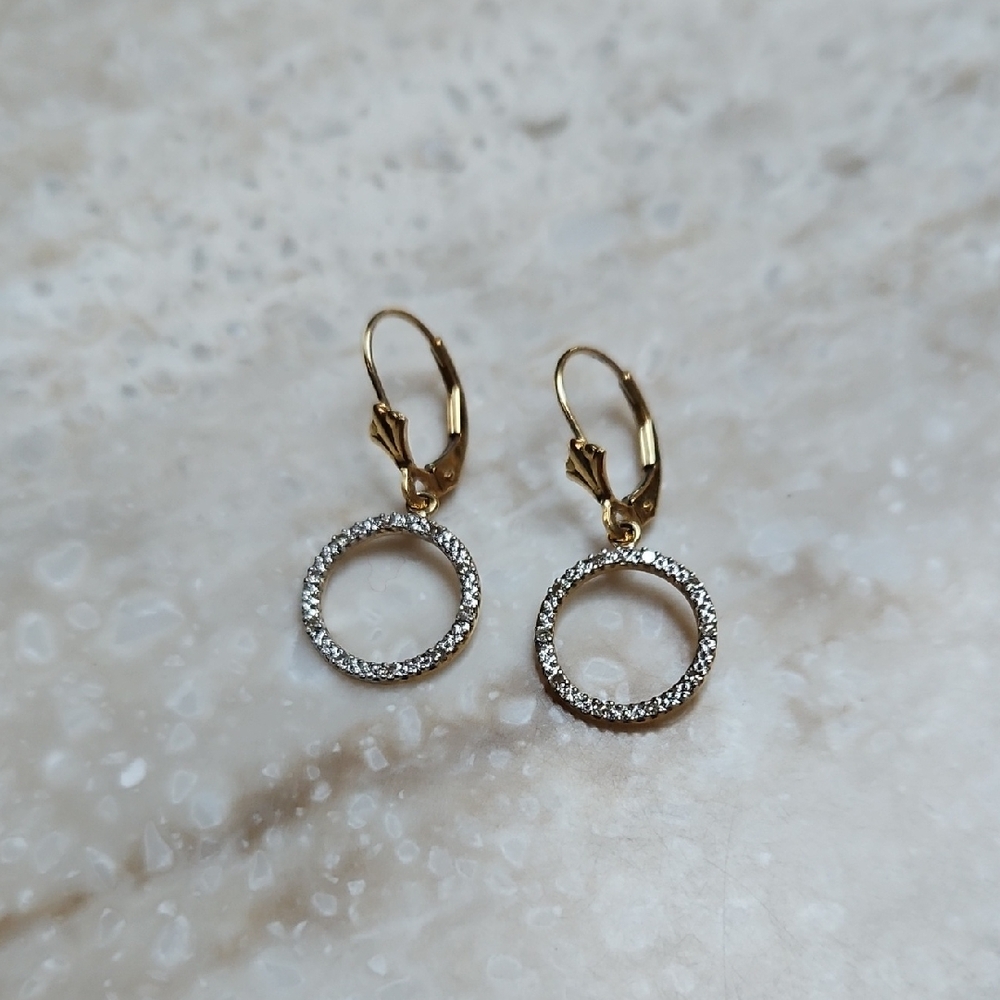 😍14kt Gold and Diamond Hoop Earrings😍 NWOT